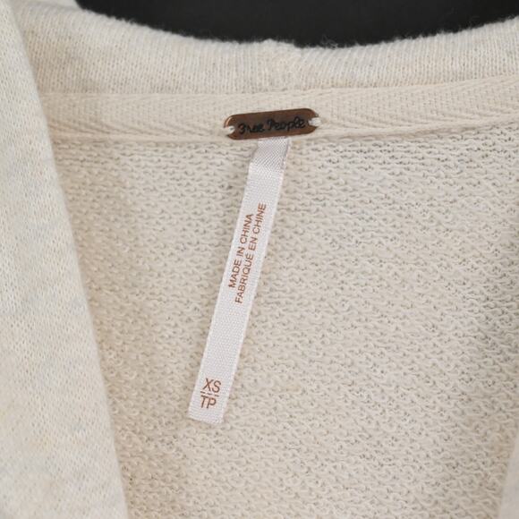 FREE PEOPLE Hoodie Womens Sz XS Vintage Beach Day Cream Coastal Boho Sleeveless - Picture 5 of 11